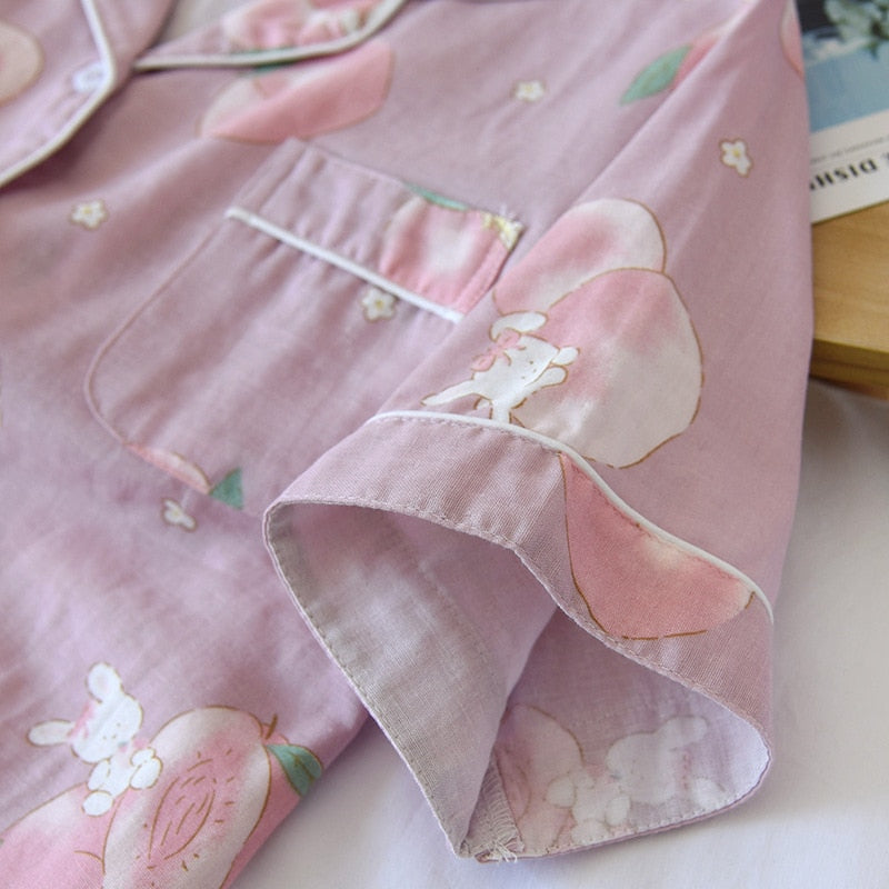 The Cartoon Fruit Print 3 Piece Vibrant Women Pajama Set-Original Pajamas