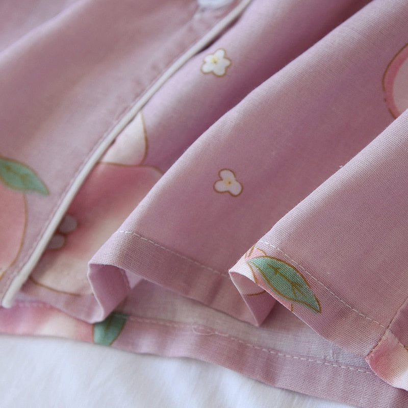 The Cartoon Fruit Print 3 Piece Vibrant Women Pajama Set-Original Pajamas