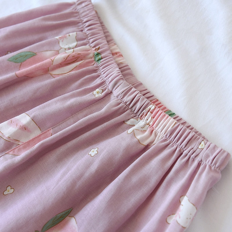 The Cartoon Fruit Print 3 Piece Vibrant Women Pajama Set-Original Pajamas