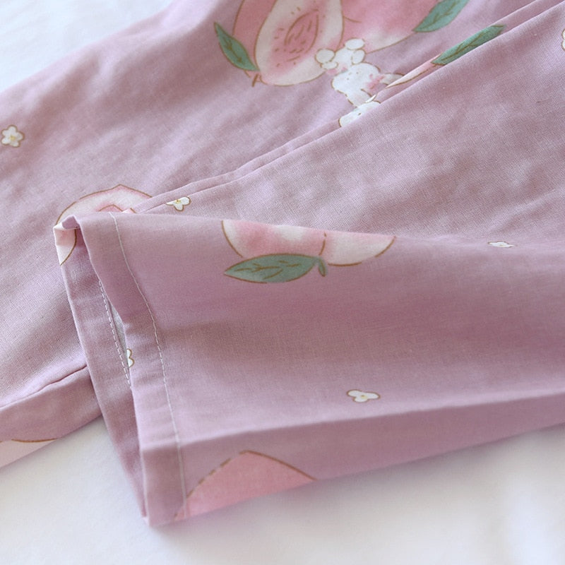 The Cartoon Fruit Print 3 Piece Vibrant Women Pajama Set-Original Pajamas