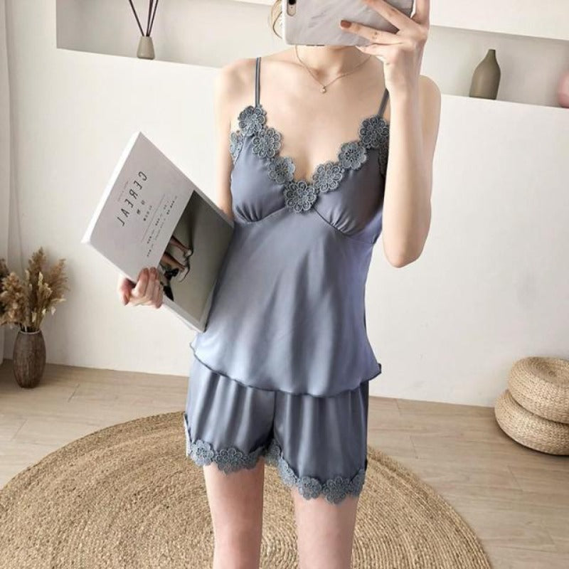 The Lace 3 Piece Pajama Set With Robe For Women-Original Pajamas