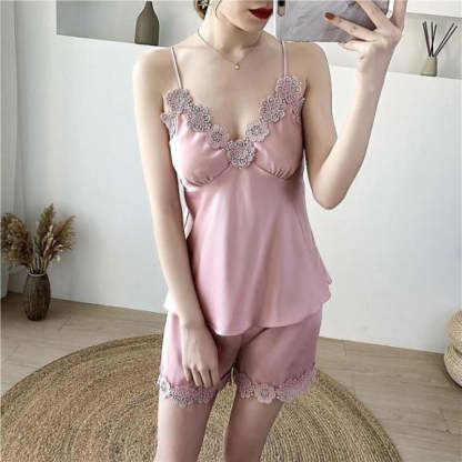 The Lace 3 Piece Pajama Set With Robe For Women-Original Pajamas