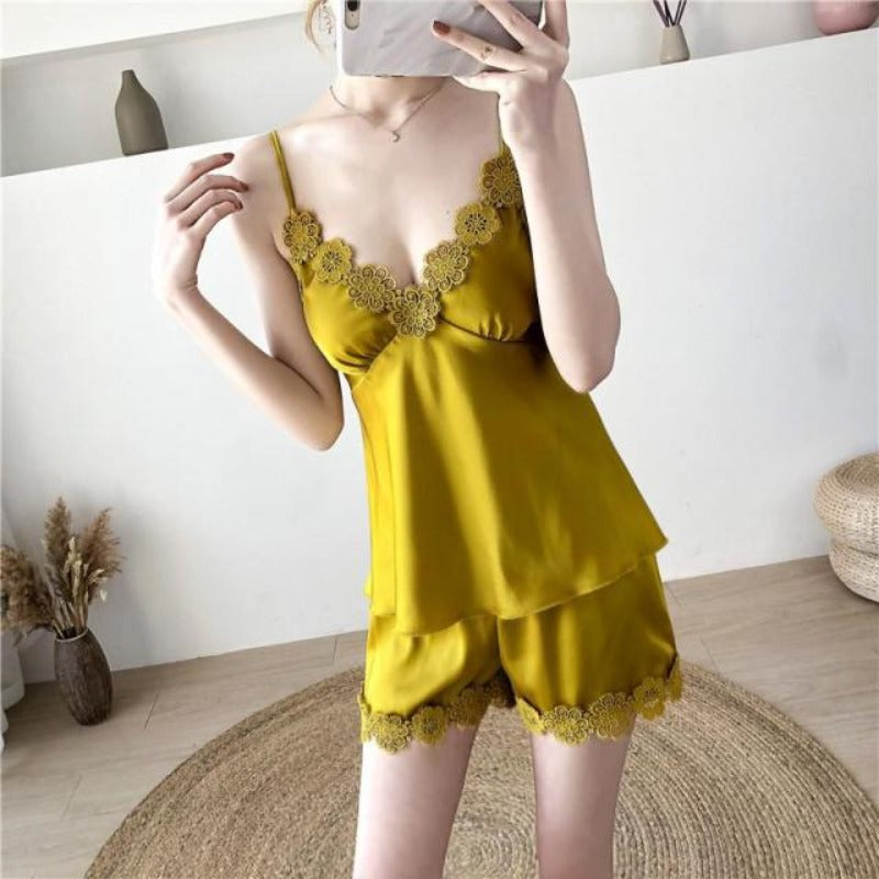 The Lace 3 Piece Pajama Set With Robe For Women-Original Pajamas