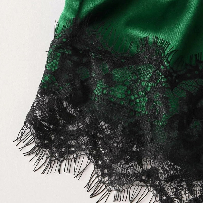 The Silk Lace Lightweight Shorts Pajama Set For Ladies-Original Pajamas