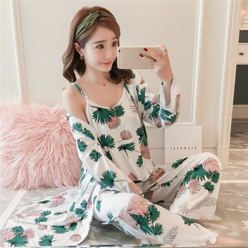Women Spaghetti Strap Sleepwear Pajamas Set-Original Pajamas