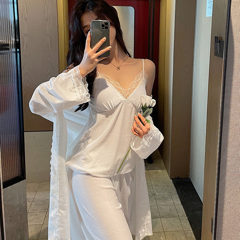 The Solid Strapped Pajama Set Breathable Pajamas Women-Original Pajamas