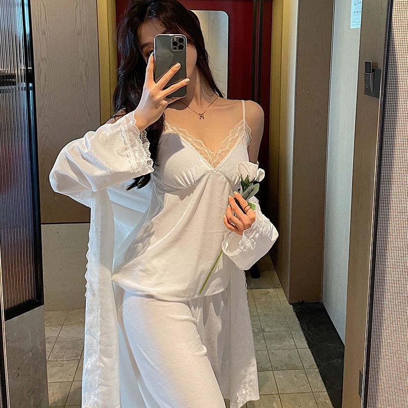 The Solid Strapped Pajama Set Breathable Pajamas Women-Original Pajamas