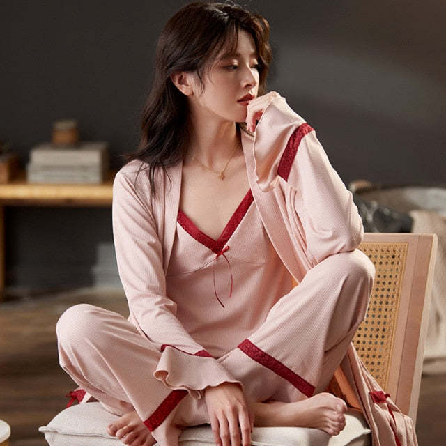 The Lace Bow Tie Pajama Set Original Pajamas-Original Pajamas