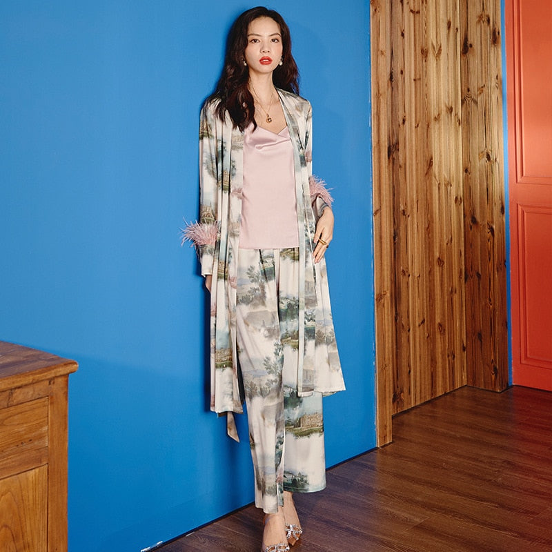 The Satin All Over Print Pajama Best Pajama Sets-Original Pajamas