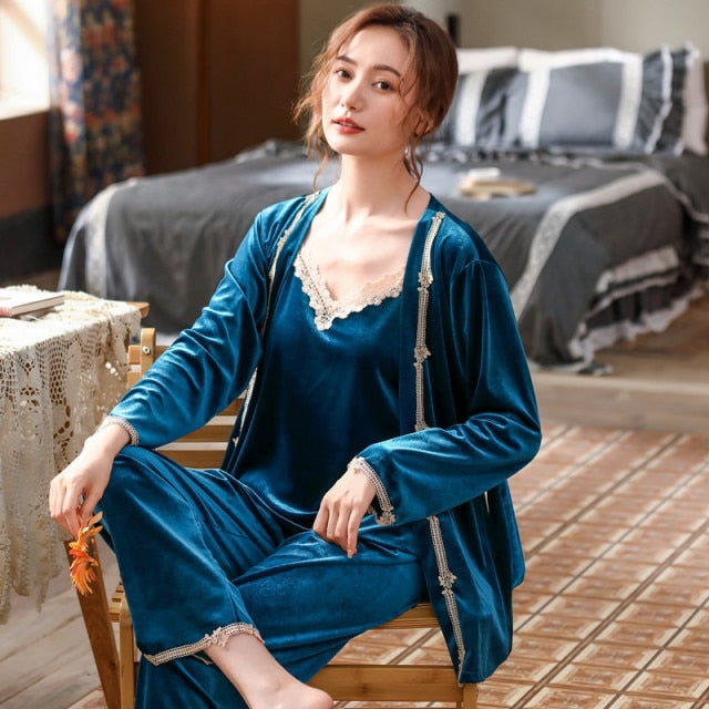 The Lace Strap Comfy Pajama Set Nightwear-Original Pajamas