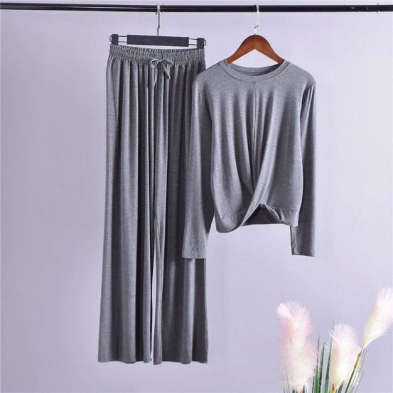 3 Piece Set Home Suit for Women Modal Fabric Loungewear-Original Pajamas