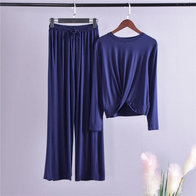 3 Piece Set Home Suit for Women Modal Fabric Loungewear-Original Pajamas