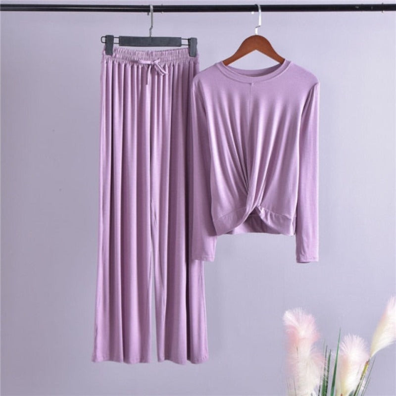 3 Piece Set Home Suit for Women Modal Fabric Loungewear-Original Pajamas