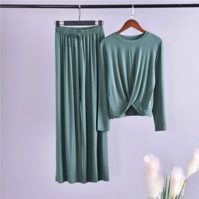 3 Piece Set Home Suit for Women Modal Fabric Loungewear-Original Pajamas