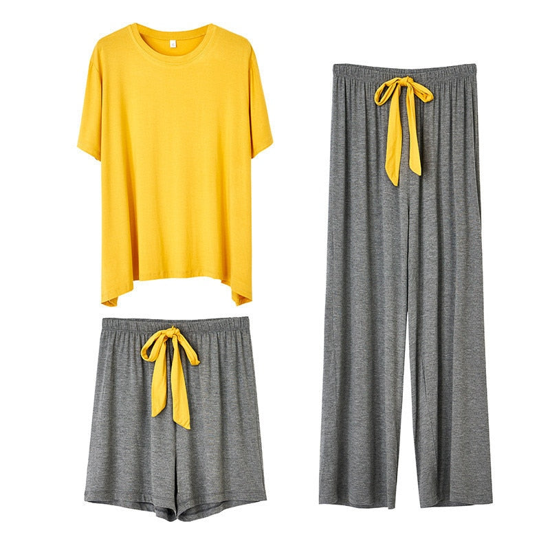 Loose Casual Modal Homewear 3 Piece Set For Women-Original Pajamas