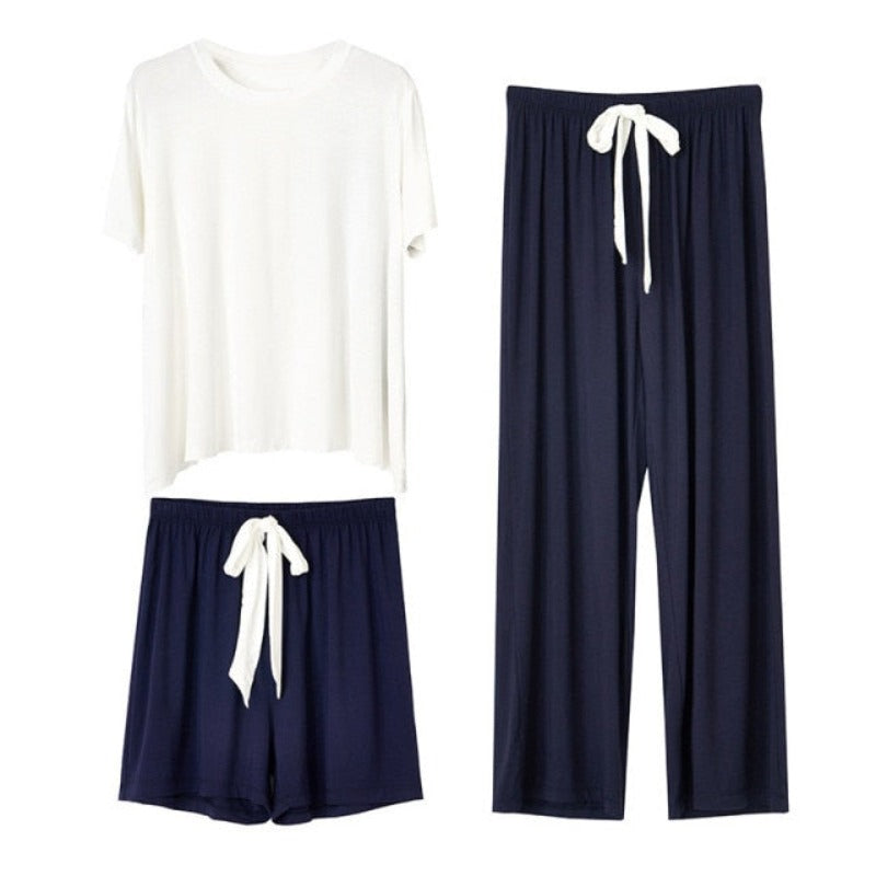 Loose Casual Modal Homewear 3 Piece Set For Women-Original Pajamas