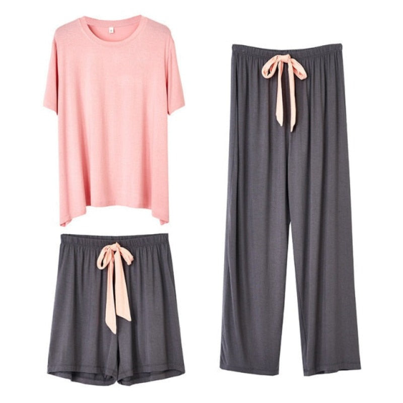 Loose Casual Modal Homewear 3 Piece Set For Women-Original Pajamas