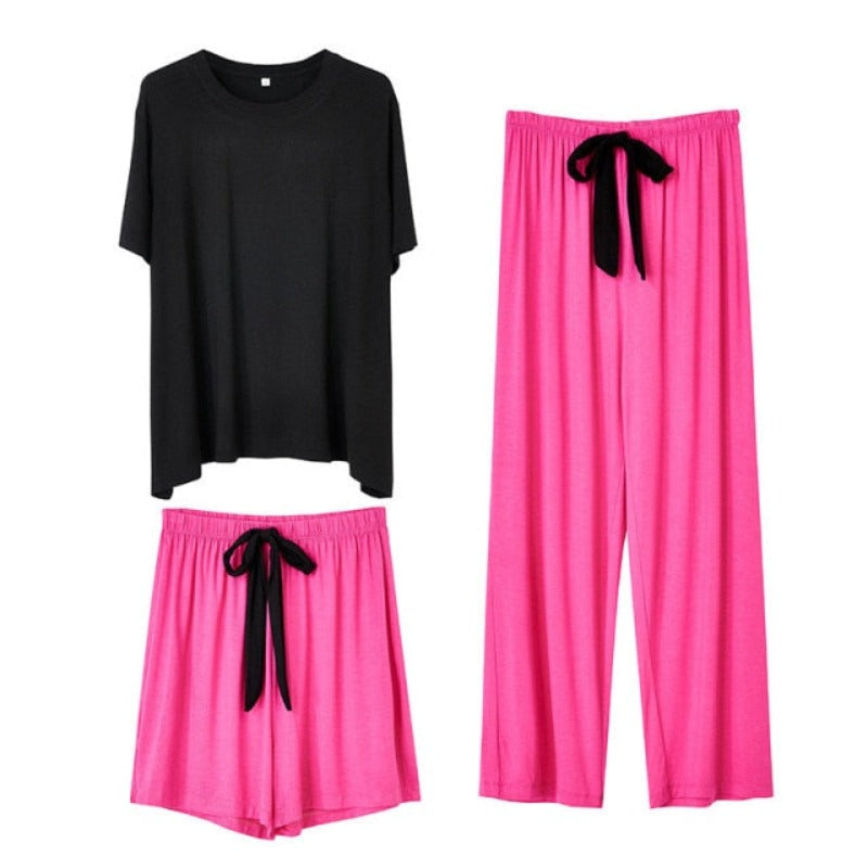 Loose Casual Modal Homewear 3 Piece Set For Women-Original Pajamas