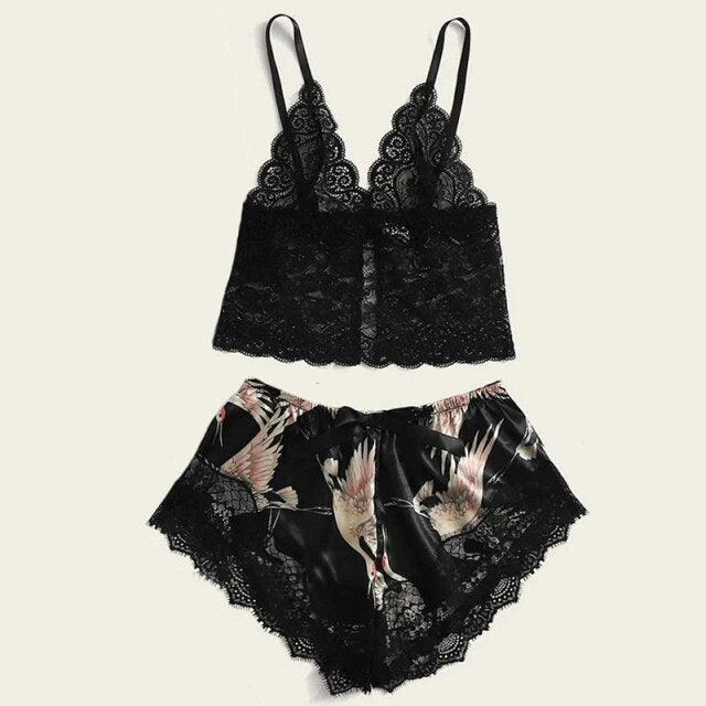 3 Piece Pajama Set Womens Kimono Bathrobe Satin-Original Pajamas