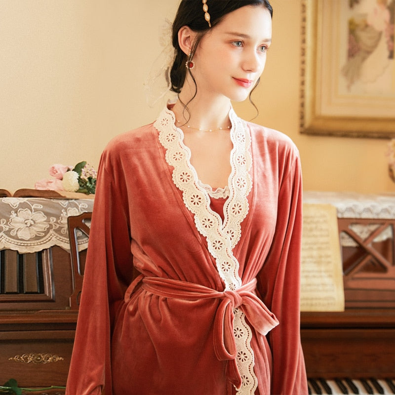 The Pink Laced Robe Pajama Set Original Pajamas-Original Pajamas