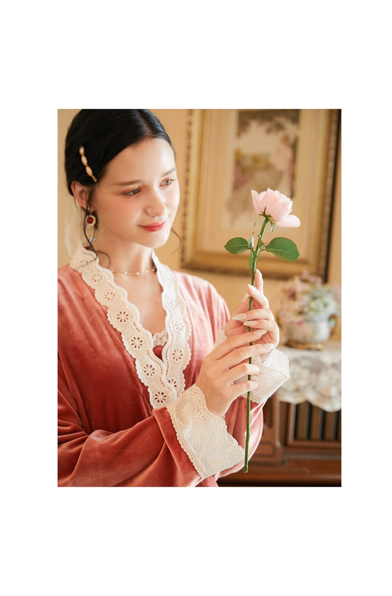 The Pink Laced Robe Pajama Set Original Pajamas-Original Pajamas