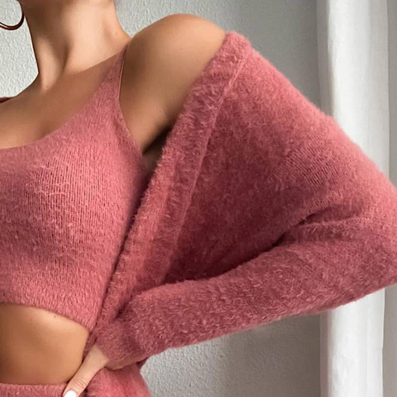 3 Piece Pj Set Crop Tops Long Pants Homesuit Casual-Original Pajamas