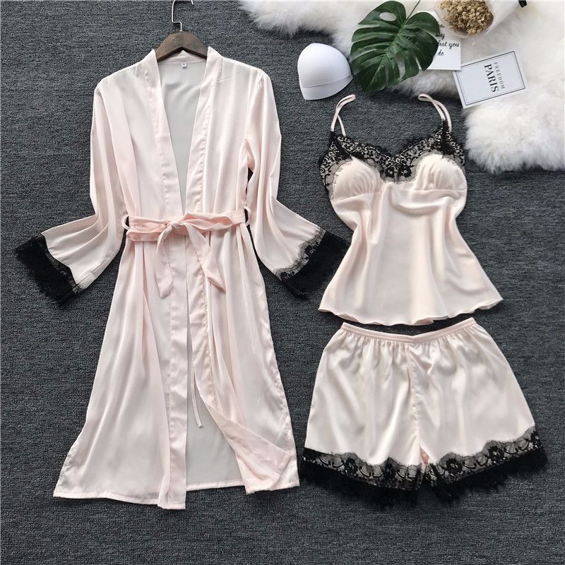 The Satin Padded Lace Pajama Set Original Pajamas-Original Pajamas