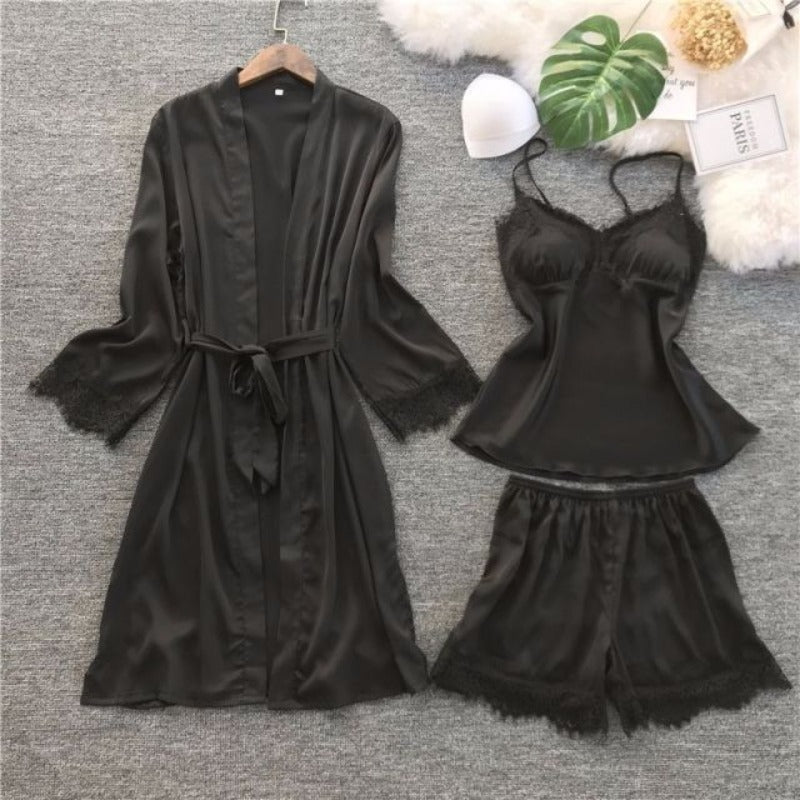 The Satin Padded Lace Pajama Set Original Pajamas-Original Pajamas