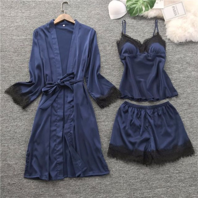 The Satin Padded Lace Pajama Set Original Pajamas-Original Pajamas