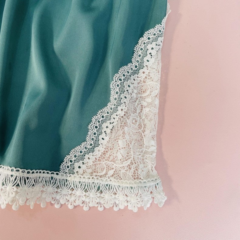 Women Satin Lace Summer Sleepwear 3 Piece Pajamas-Original Pajamas