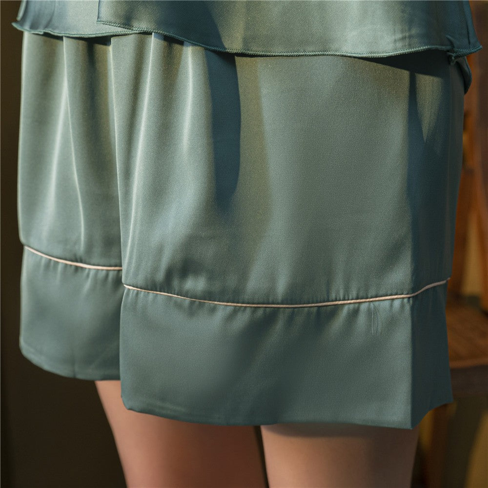 The Faux Silk Shorts Pajama Set 3 Piece Pajamas-Original Pajamas