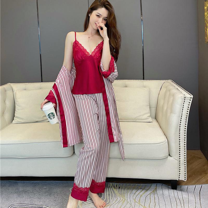 Satin Sleep Suit Lace Nightwear For Women-Original Pajamas