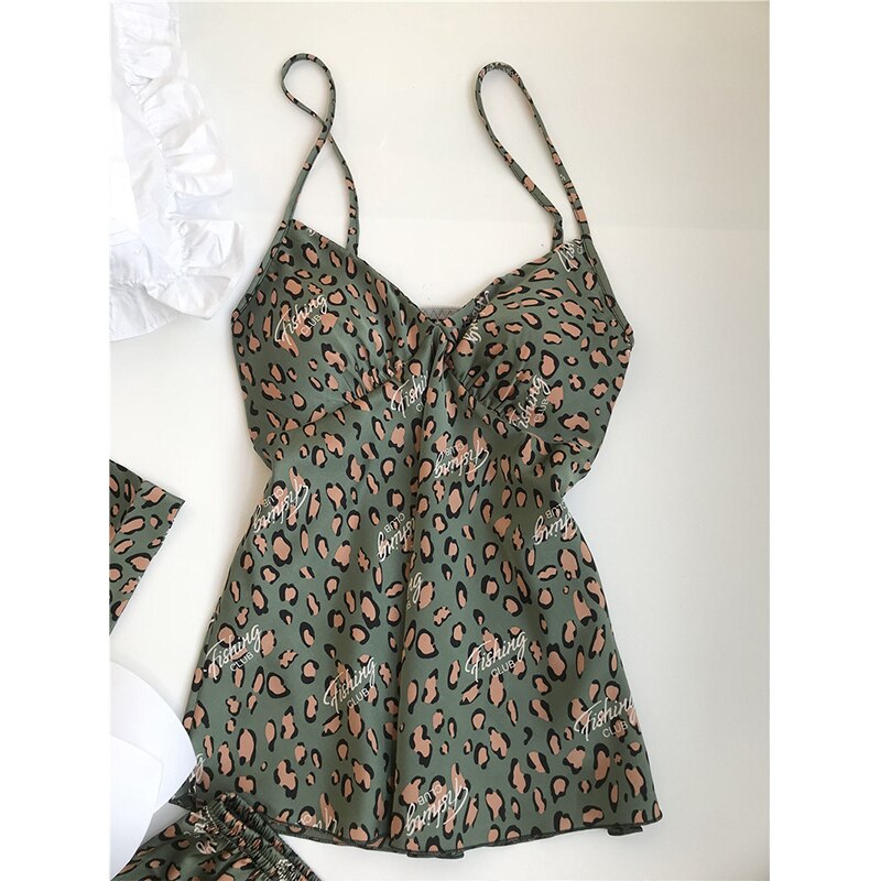 3 Piece Satin Flower Print Nightwear Pajama and Robe set-Original Pajamas