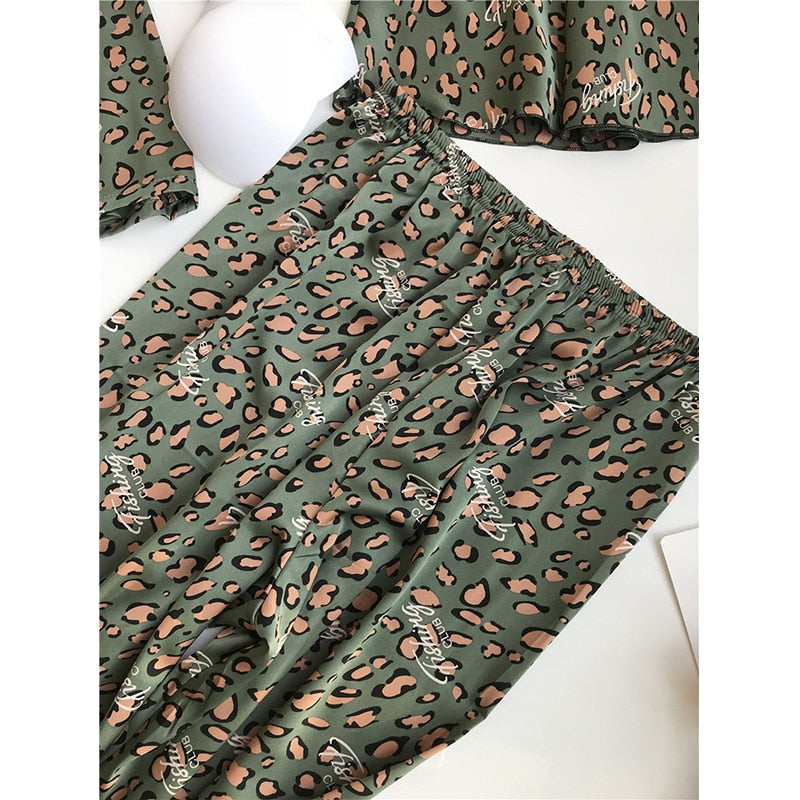 3 Piece Satin Flower Print Nightwear Pajama and Robe set-Original Pajamas