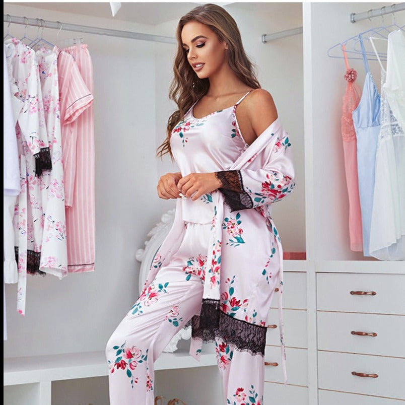 High Quality 3 Piece Women Pajamas Robe Set-Original Pajamas