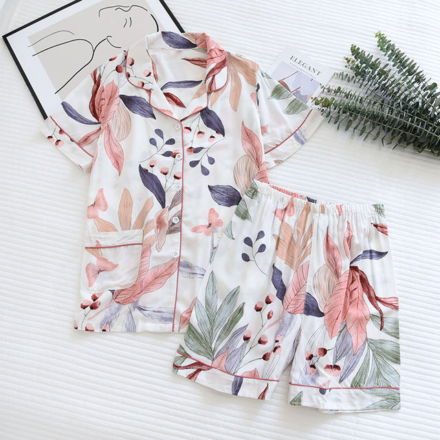Printed Summer Matching Pants And Shorts Set-Original Pajamas