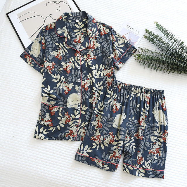 Printed Summer Matching Pants And Shorts Set-Original Pajamas