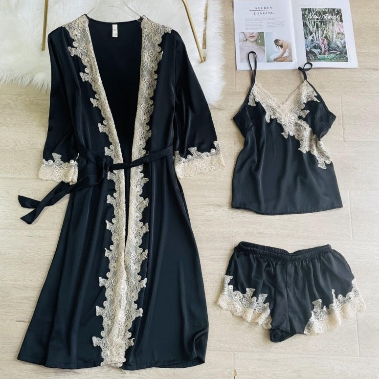 The Robe Gown 3 piece pajama set Best Cozy Sleepwear-Original Pajamas