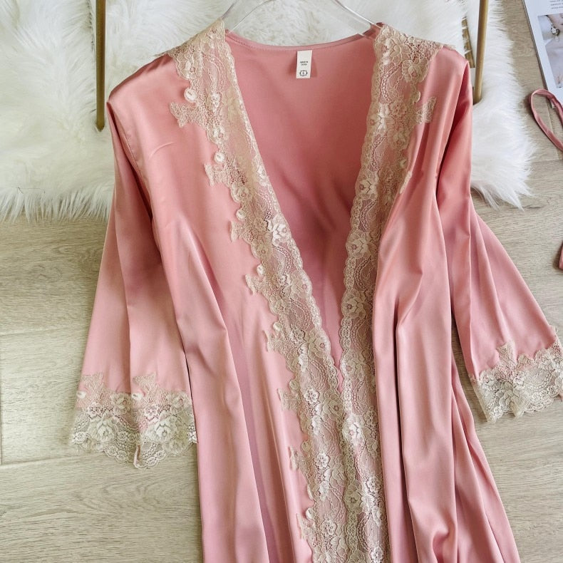 The Robe Gown 3 piece pajama set Best Cozy Sleepwear-Original Pajamas