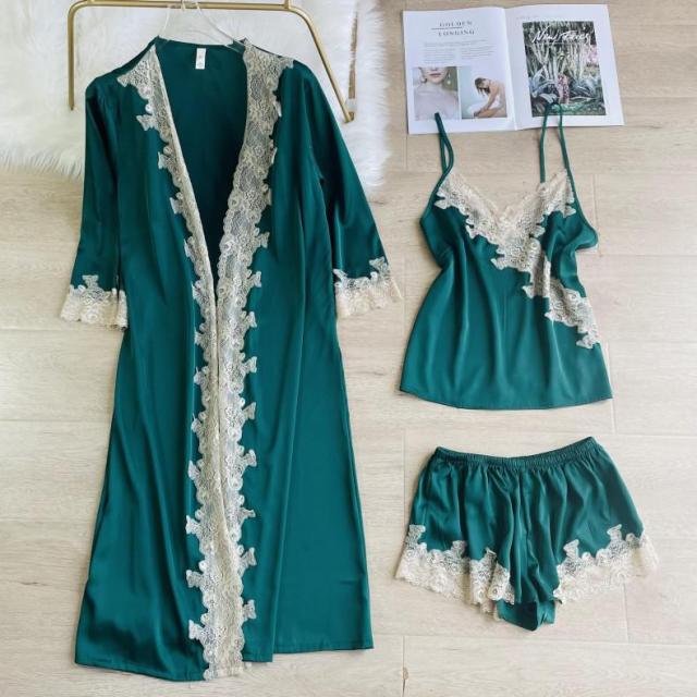 The Robe Gown 3 piece pajama set Best Cozy Sleepwear-Original Pajamas