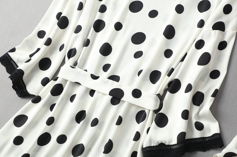 3 Pieces Polka Dots Pajama Set For Women Summer Casual Home Clothes-Original Pajamas