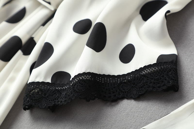 3 Pieces Polka Dots Pajama Set For Women Summer Casual Home Clothes-Original Pajamas