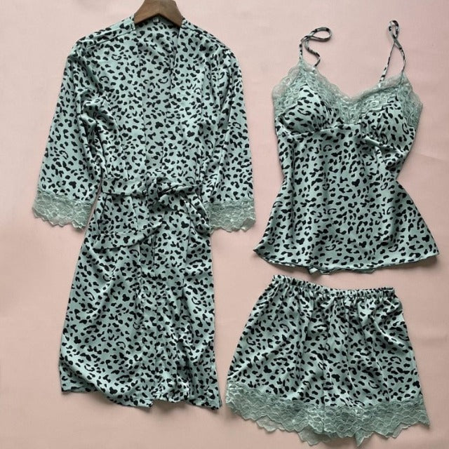 The Leopard Short Print Pajama Set 3 Piece Pajamas-Original Pajamas