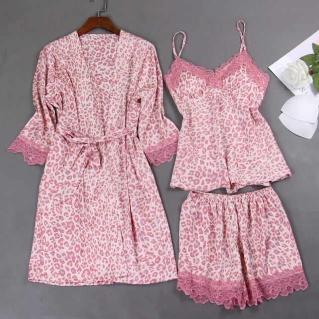 The Leopard Short Print Pajama Set 3 Piece Pajamas-Original Pajamas