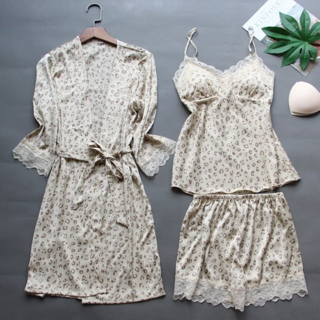 The Leopard Short Print Pajama Set 3 Piece Pajamas-Original Pajamas