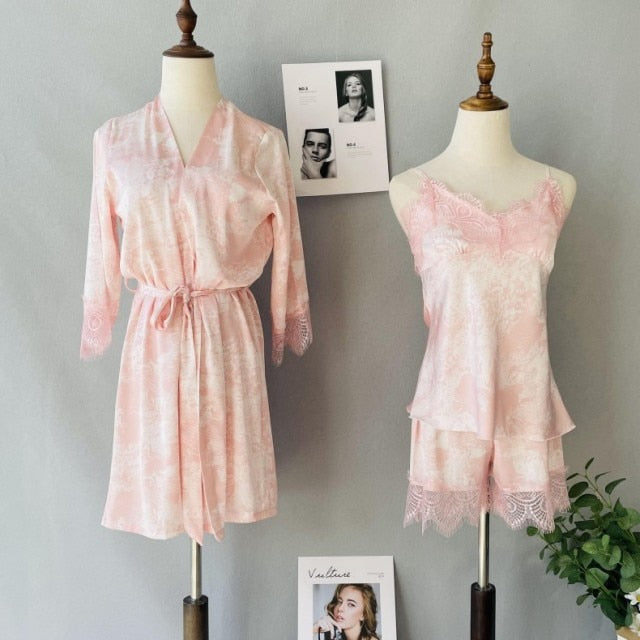 The Robe Laced Pajama 3 Piece Pajama Set-Original Pajamas