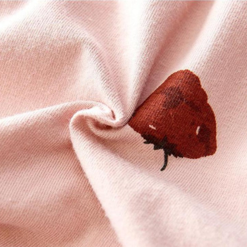 Strawberry Print 3 Piece Sleepwear Cotton Pajamas Set Women-Original Pajamas