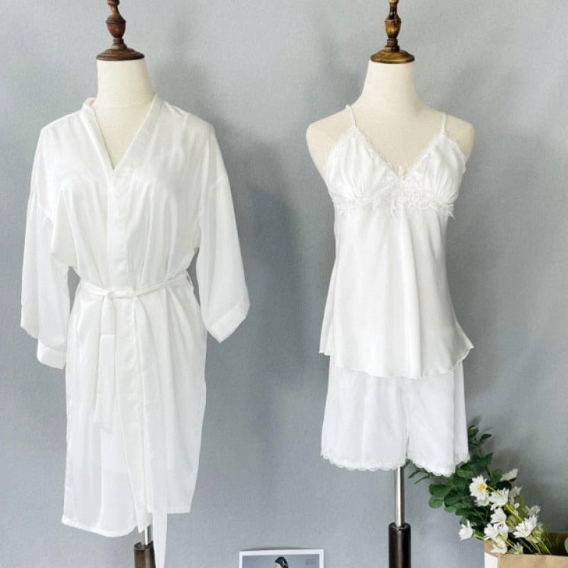 Soft and Silky Satin 3 Piece Loungewear Pajamas Set-Original Pajamas