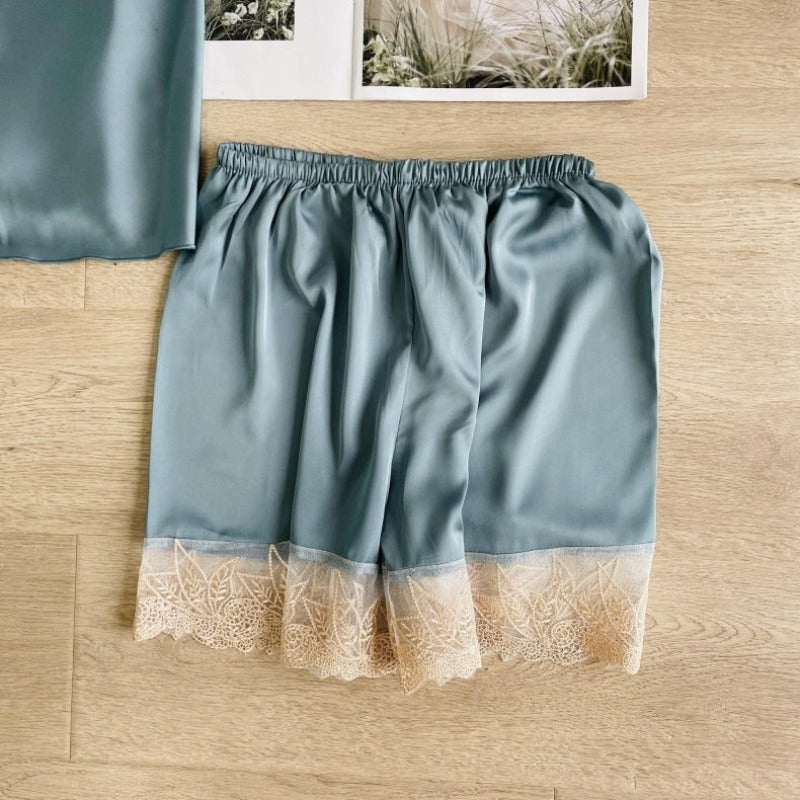 ZigZag Style Satin Summer Women Sleepwear 3 Piece Set-Original Pajamas