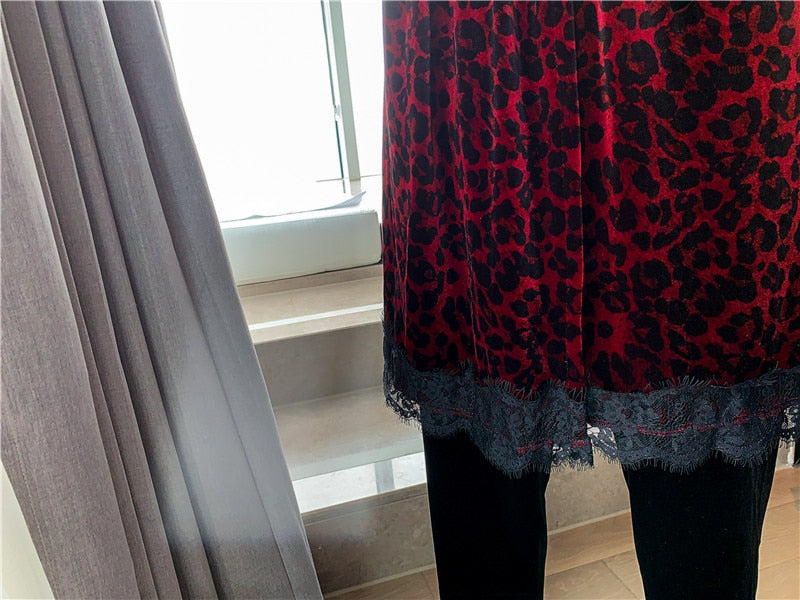 Velour Leopard Nighty 3 Piece Pajama Set With Robe-Original Pajamas